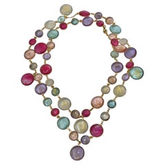 Pate De Verre Tutti Frutti Sautoir With Gold Leaves