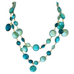 Pate De Verre Tutti Frutti Sautoir With Gold Leaves