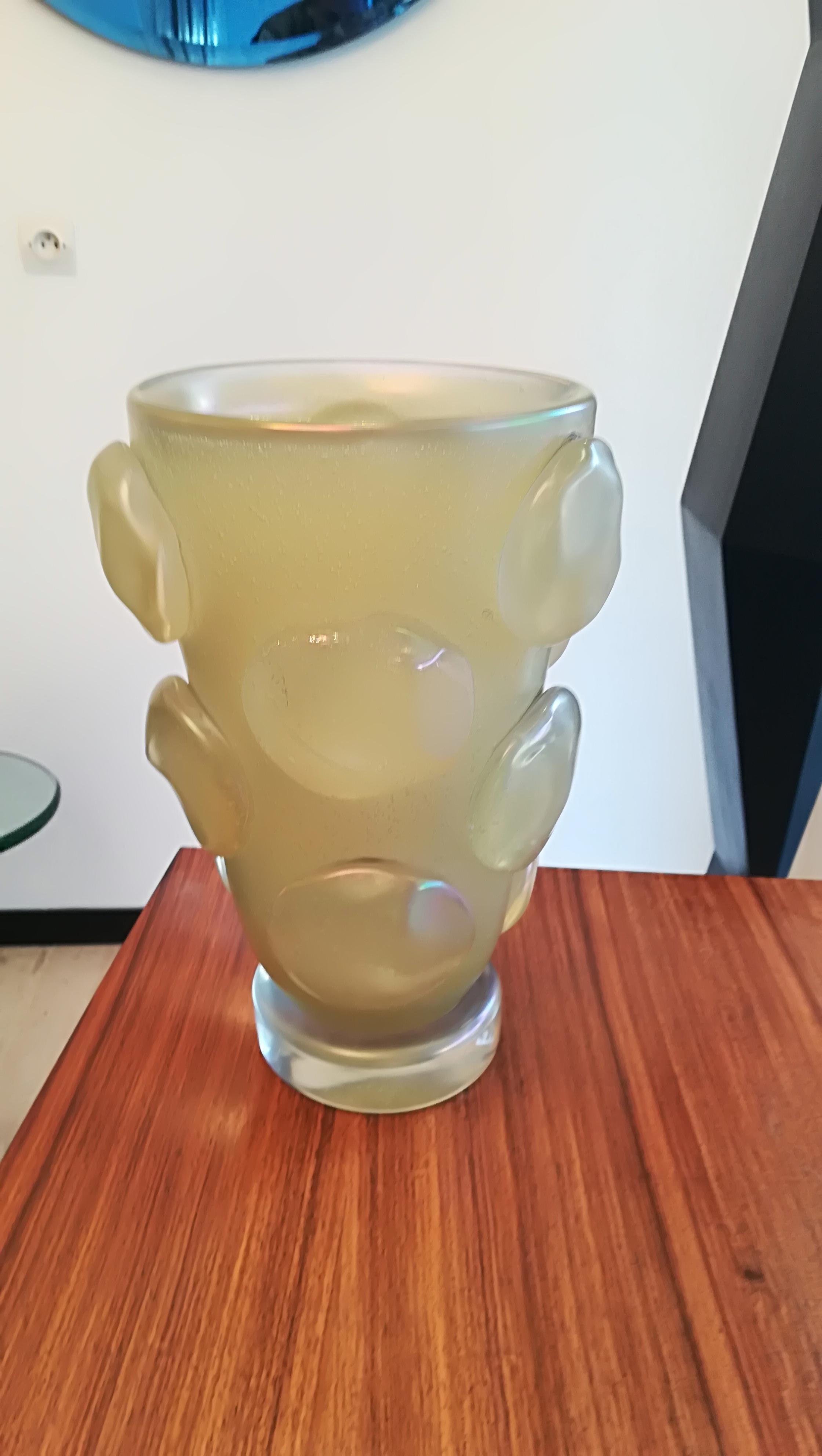 Modern Pâte de Verre Vase by Toso Murano Signed and Dated 1988