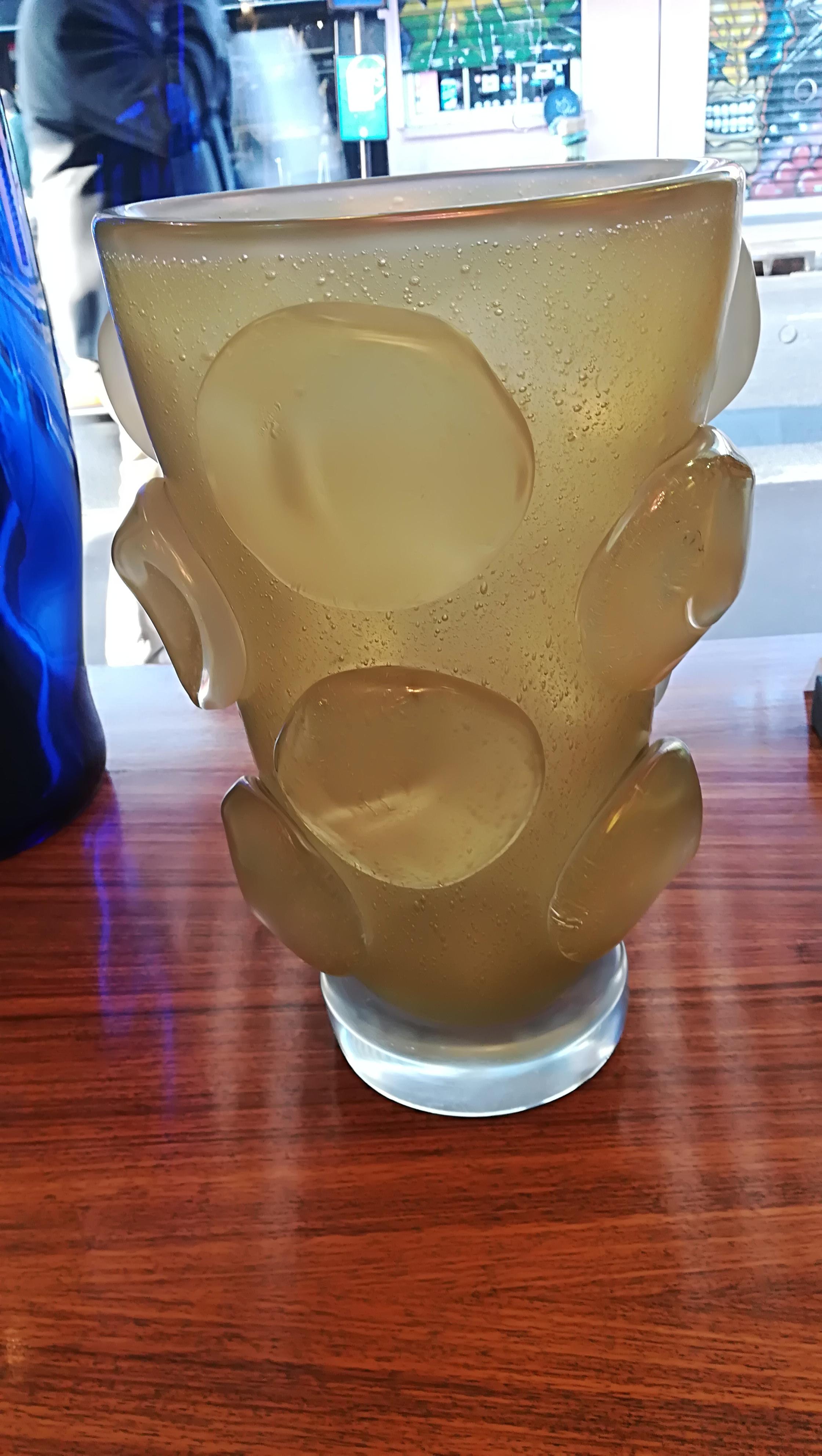 Italian Pâte de Verre Vase by Toso Murano Signed and Dated 1988