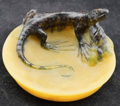 Pate de Verre Vide-Poche con un Lagarto de  Walter y Berge.