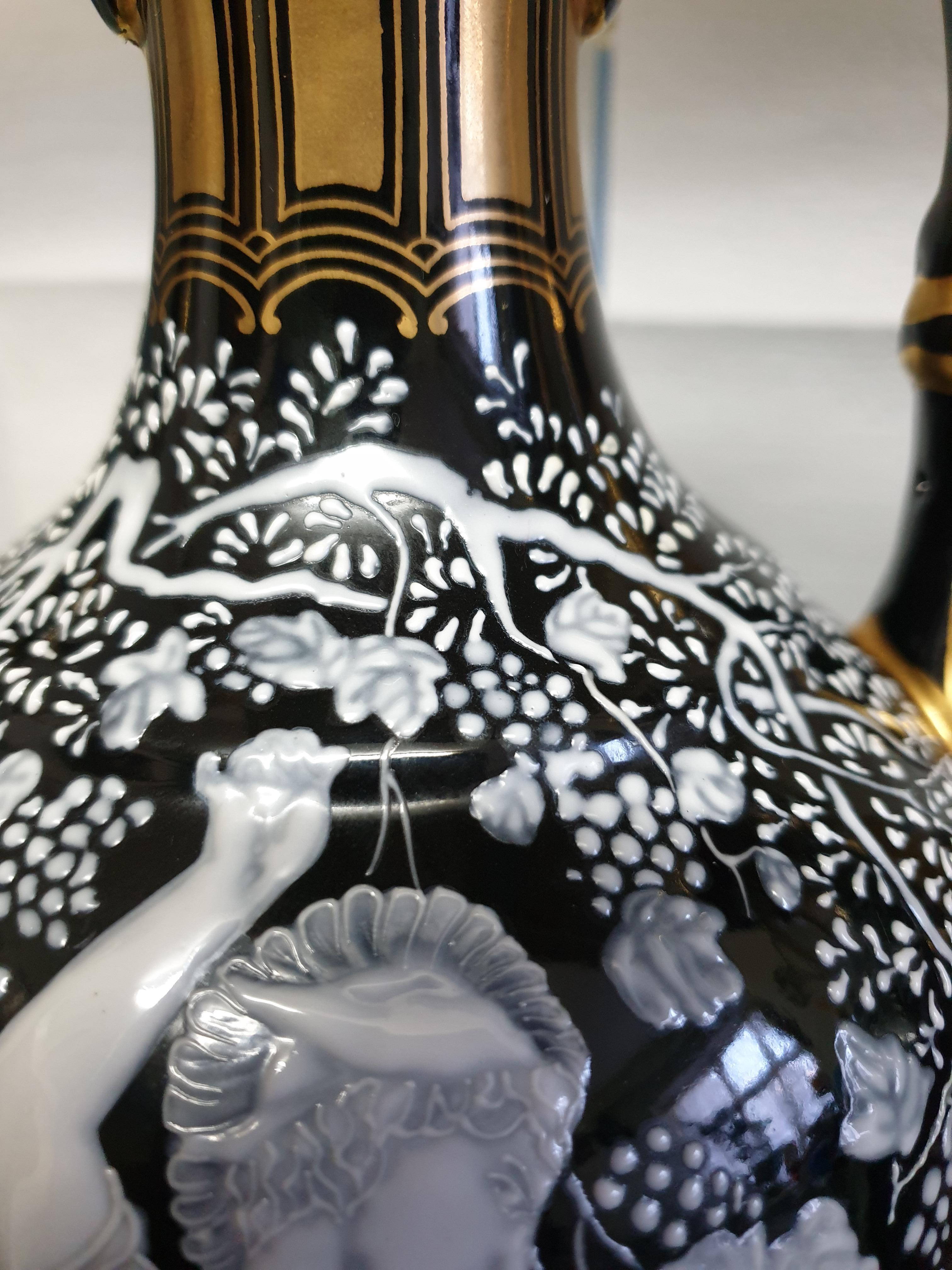 Pate Sur Pate Black & White Large Vases 