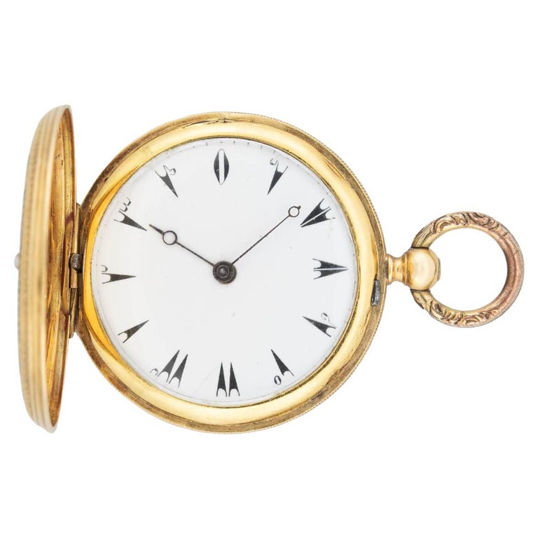 A gorgeous pocket watch by Pateck & Co. from the Late Victorian (ca1900s) era! Crafted in 18kt yellow gold, this stunning piece has a striking black and blue enamel pattern. The round pocket watch has an intriguing pattern comprised of black enamel