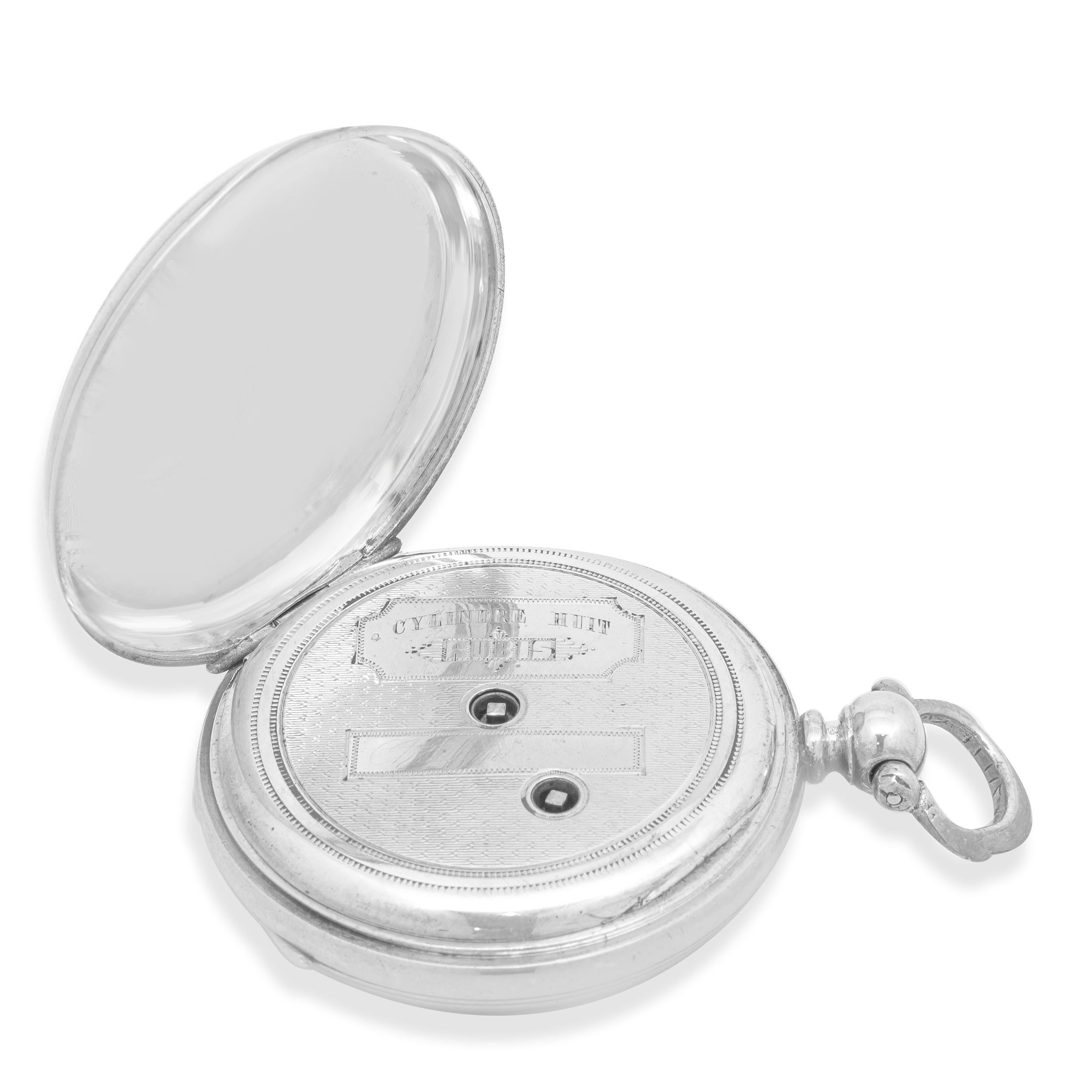 Pateck Geneve Montre de poche en argent et émail 45mm Unisexe en vente