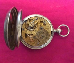 'Pateck' Twin Dial Silver Pocket Watch