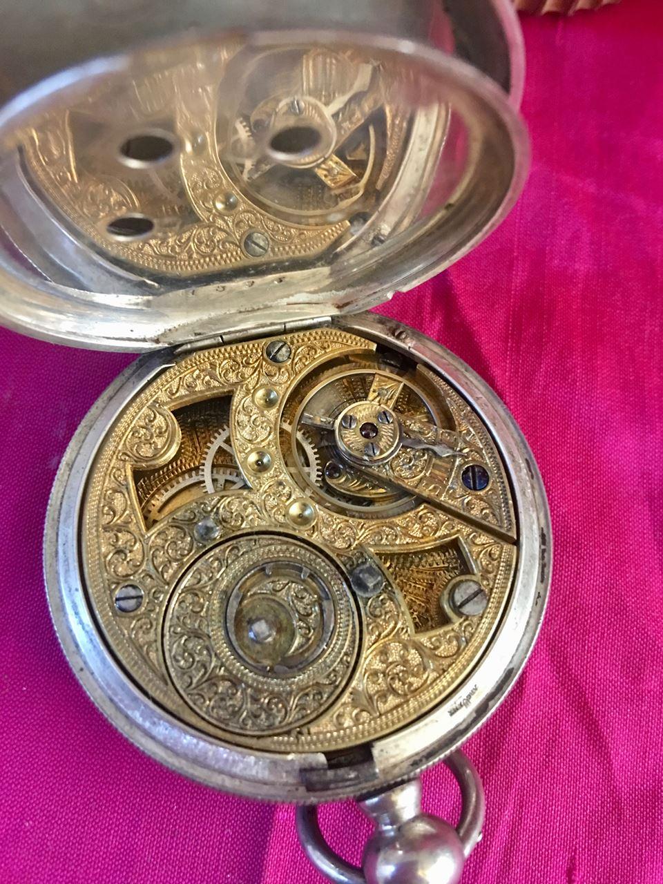 'Pateck' Twin Dial Silver Pocket Watch In Good Condition In Carlisle, GB