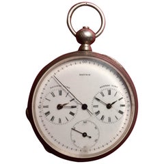 'Pateck' Twin Dial Silver Pocket Watch