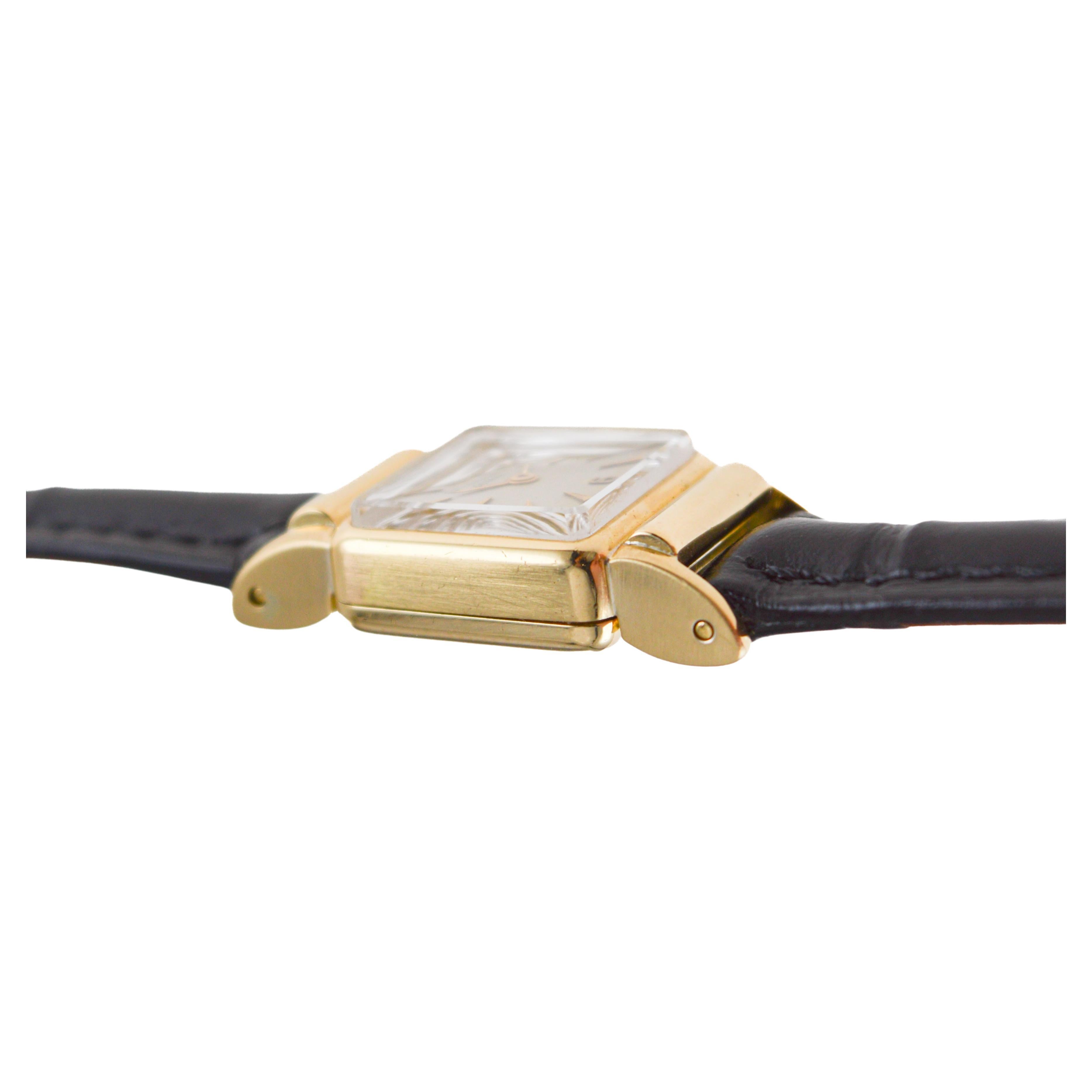 Patek 18Kt Solid Gold Art Deco Tank Style Watch with Original Dial 9