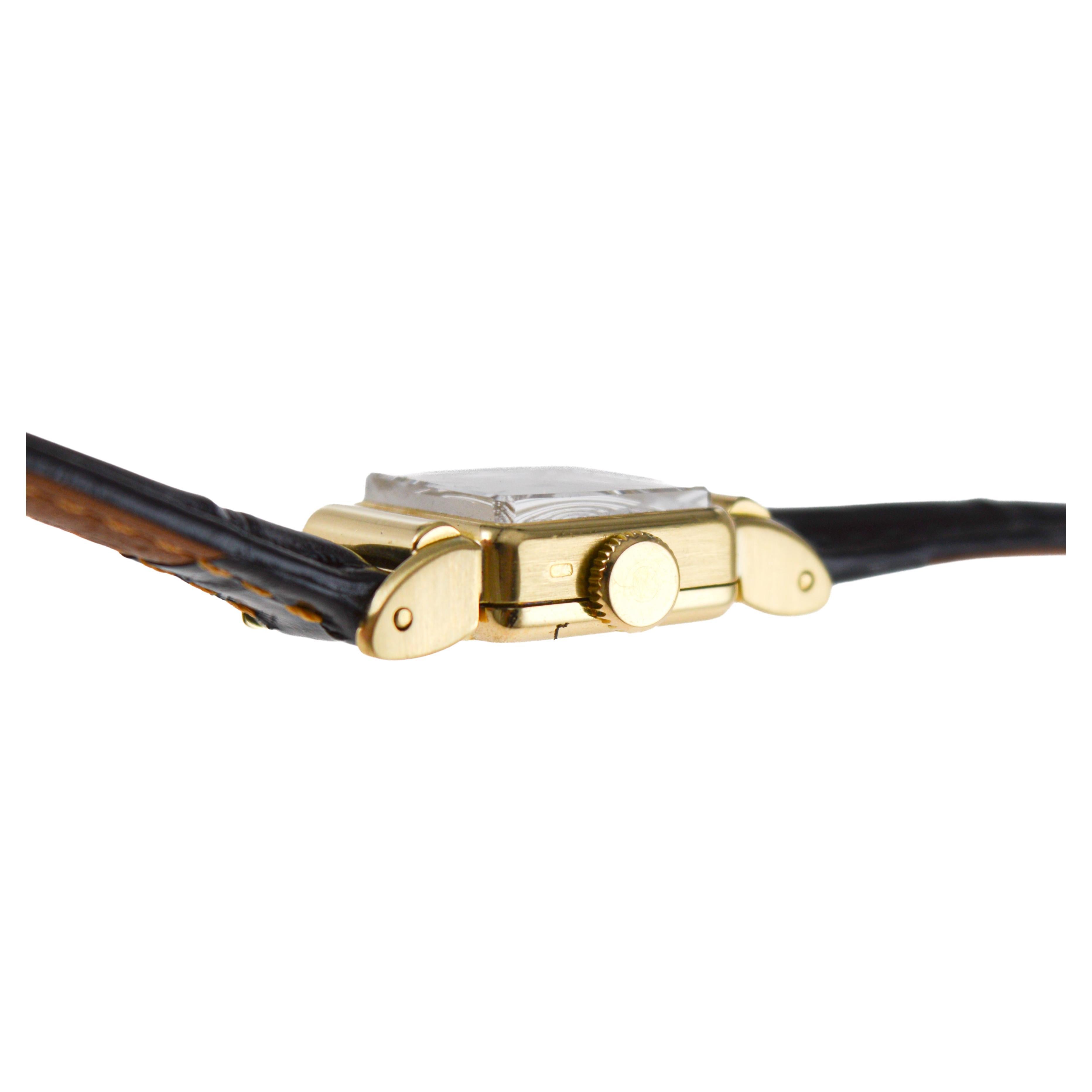 Patek 18Kt Solid Gold Art Deco Tank Style Watch with Original Dial 10