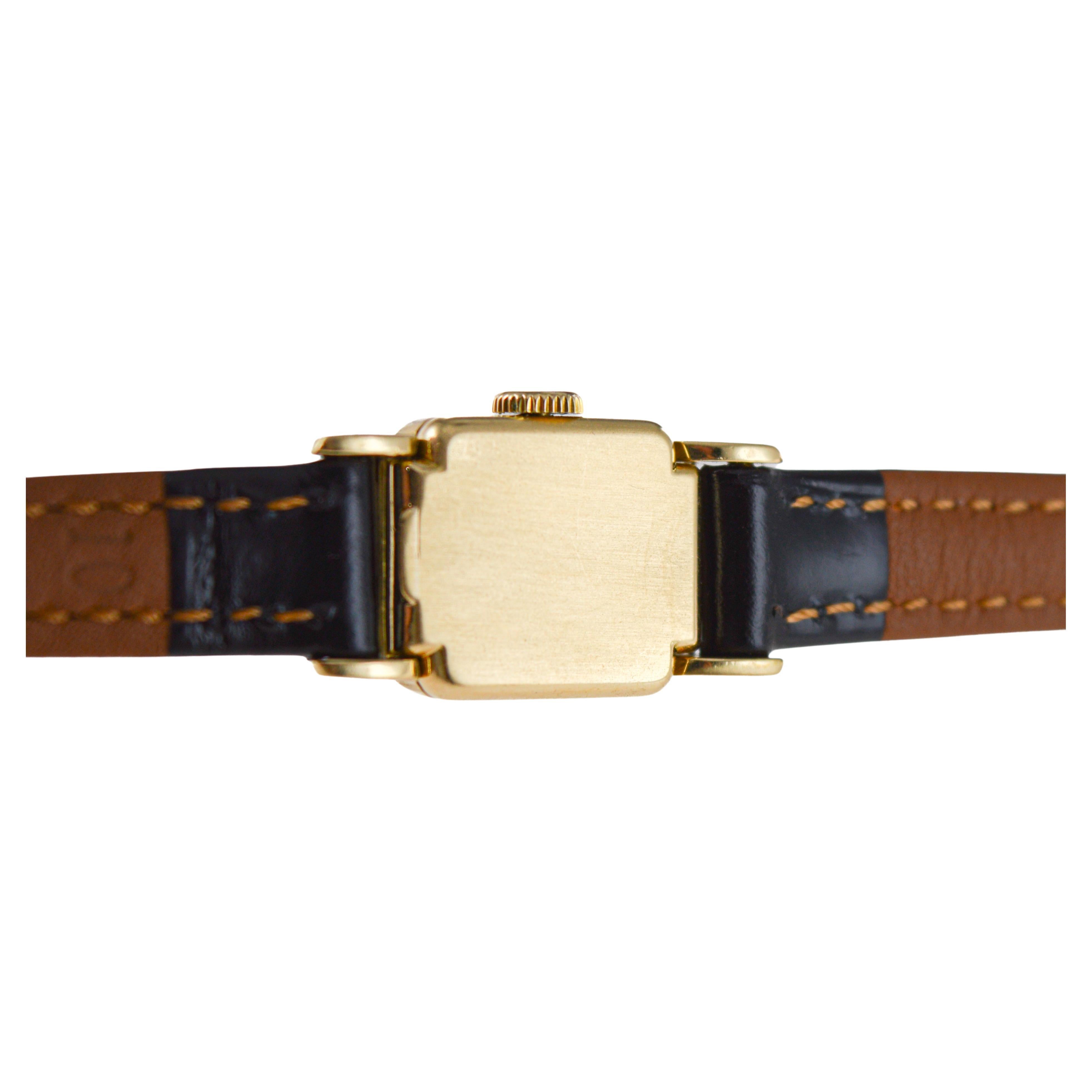 Patek 18Kt Solid Gold Art Deco Tank Style Watch with Original Dial 11