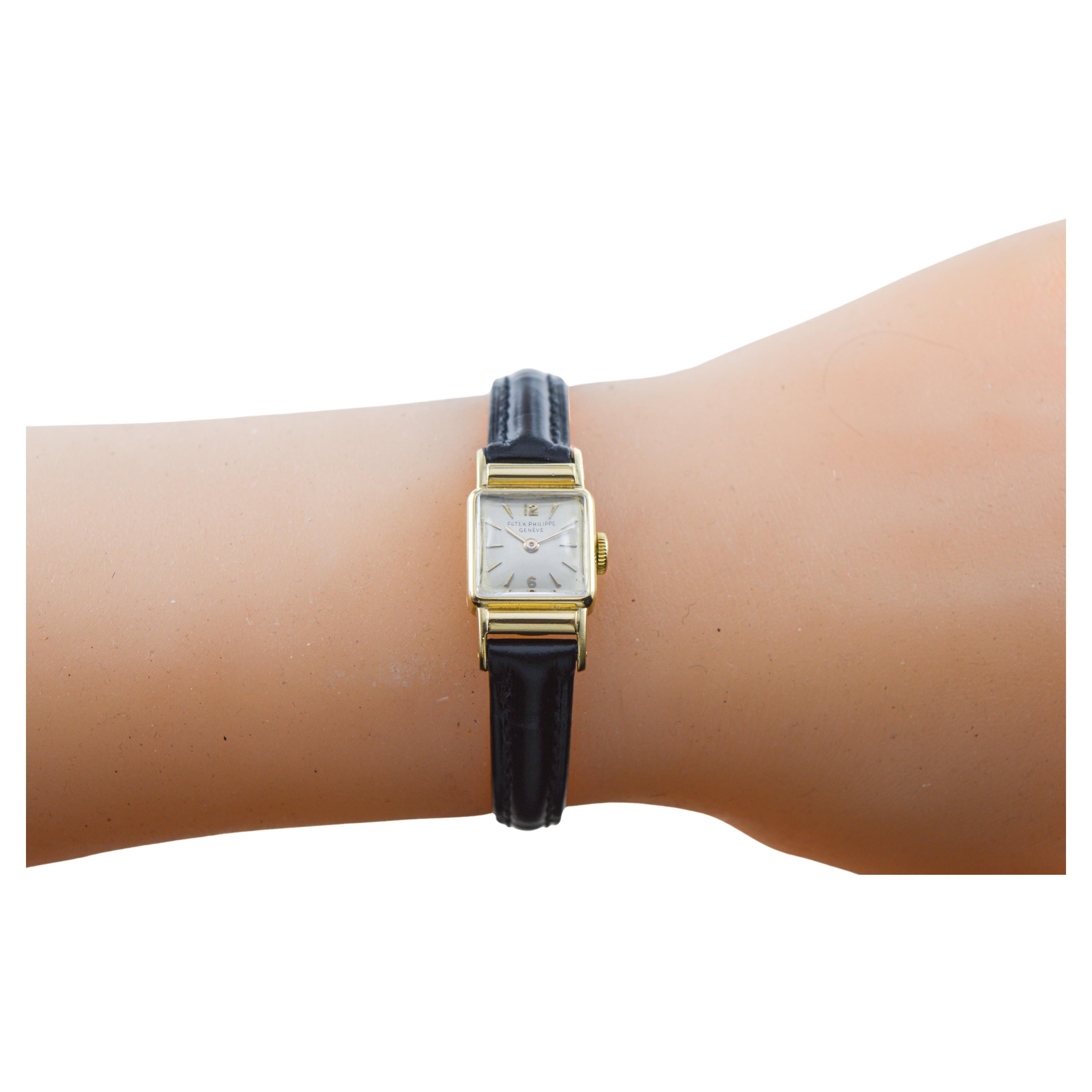 Patek 18Kt Solid Gold Art Deco Tank Style Watch with Original Dial 3