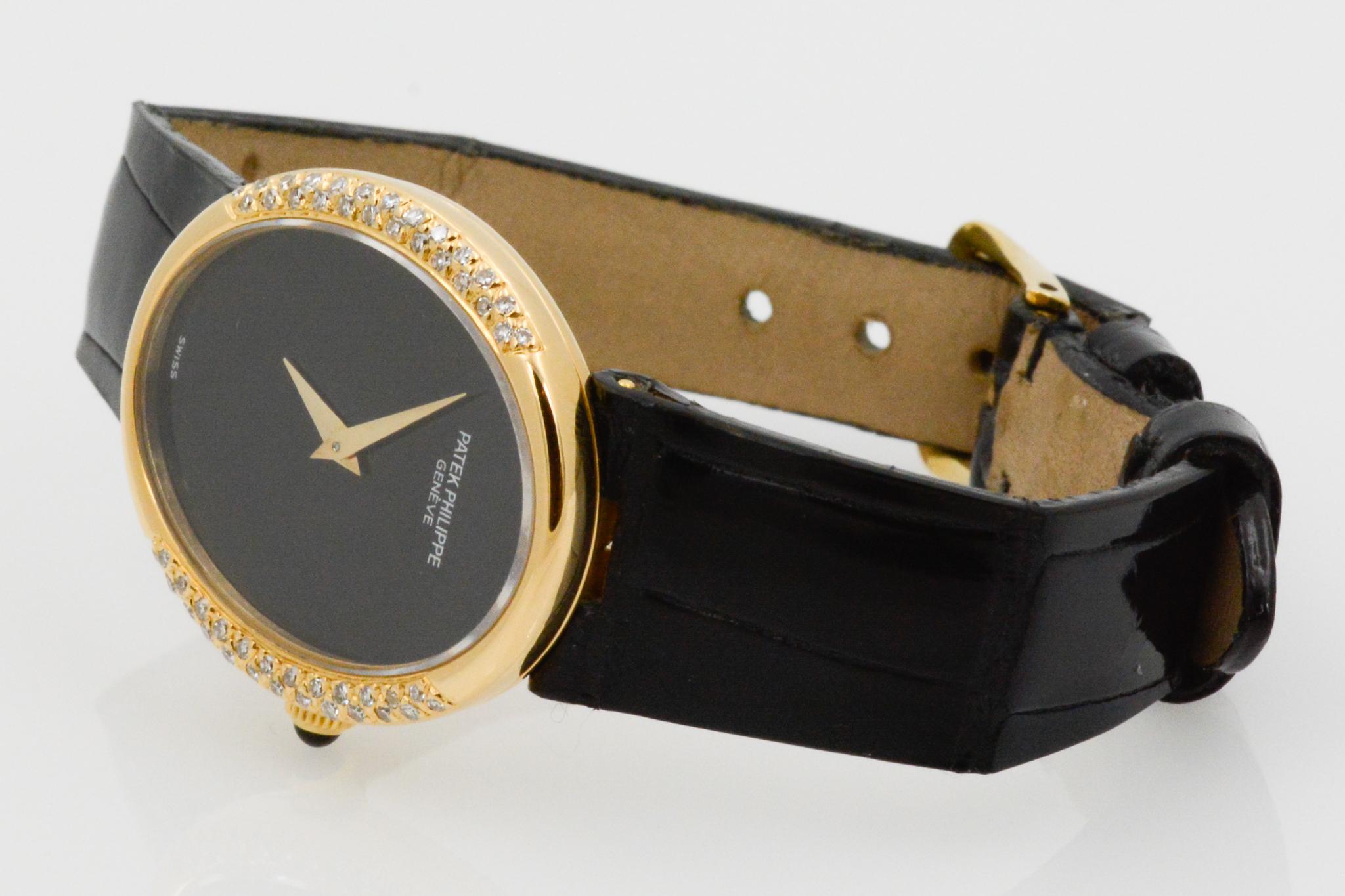 Modern Patek Philip Golden Ellipse Diamond Ladies Watch Oval Case