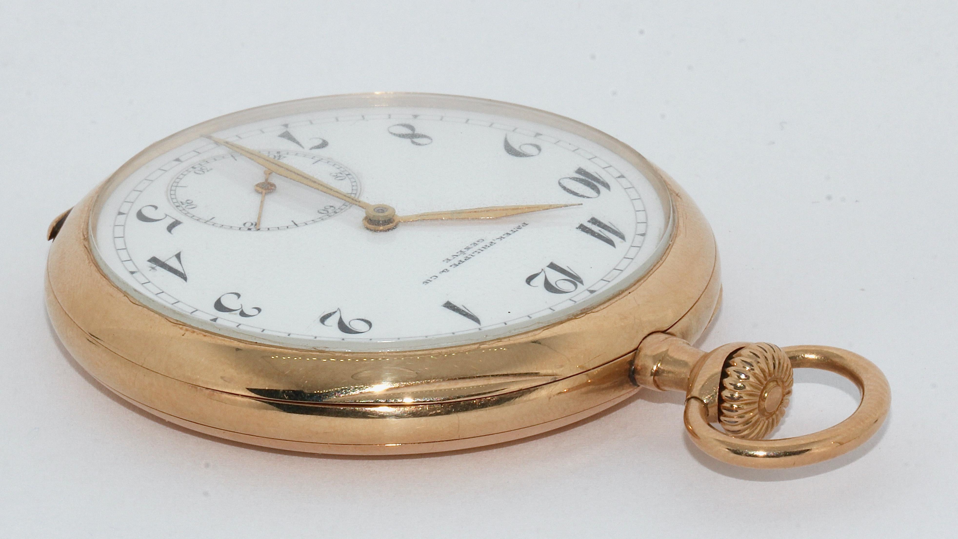 Patek Philippe 14 Karat Gold Pocket Watch, sold by W. Lennartz-Michels For Sale 4