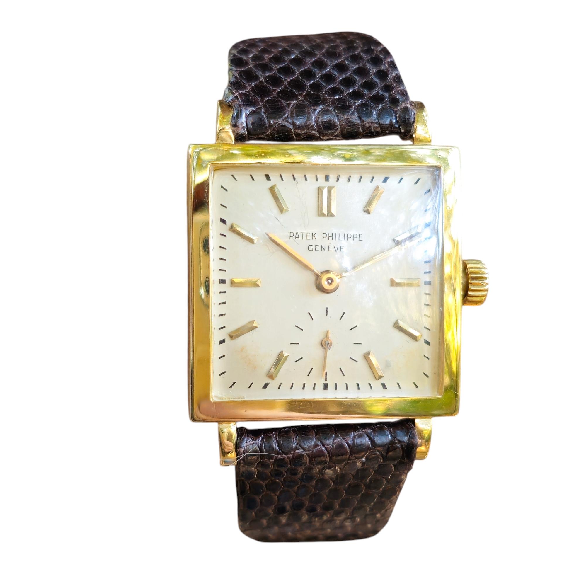 Art Deco Patek Philippe 1431J Vintage Square Shape Unisex  with Bracelet, Circa 1951 For Sale
