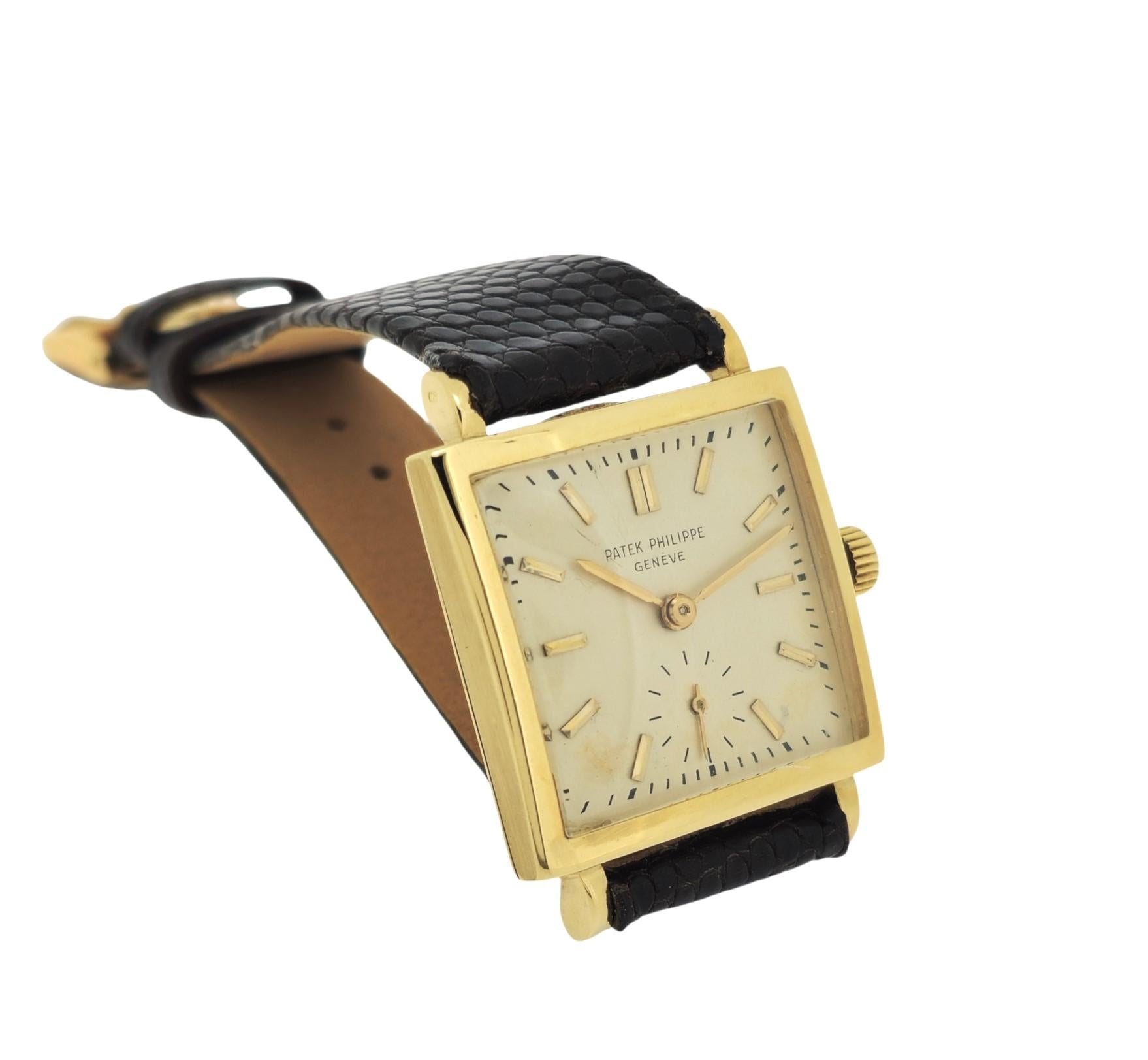 Patek Philippe 1431J Vintage Square Shape Unisex  with Bracelet, Circa 1951 For Sale 3