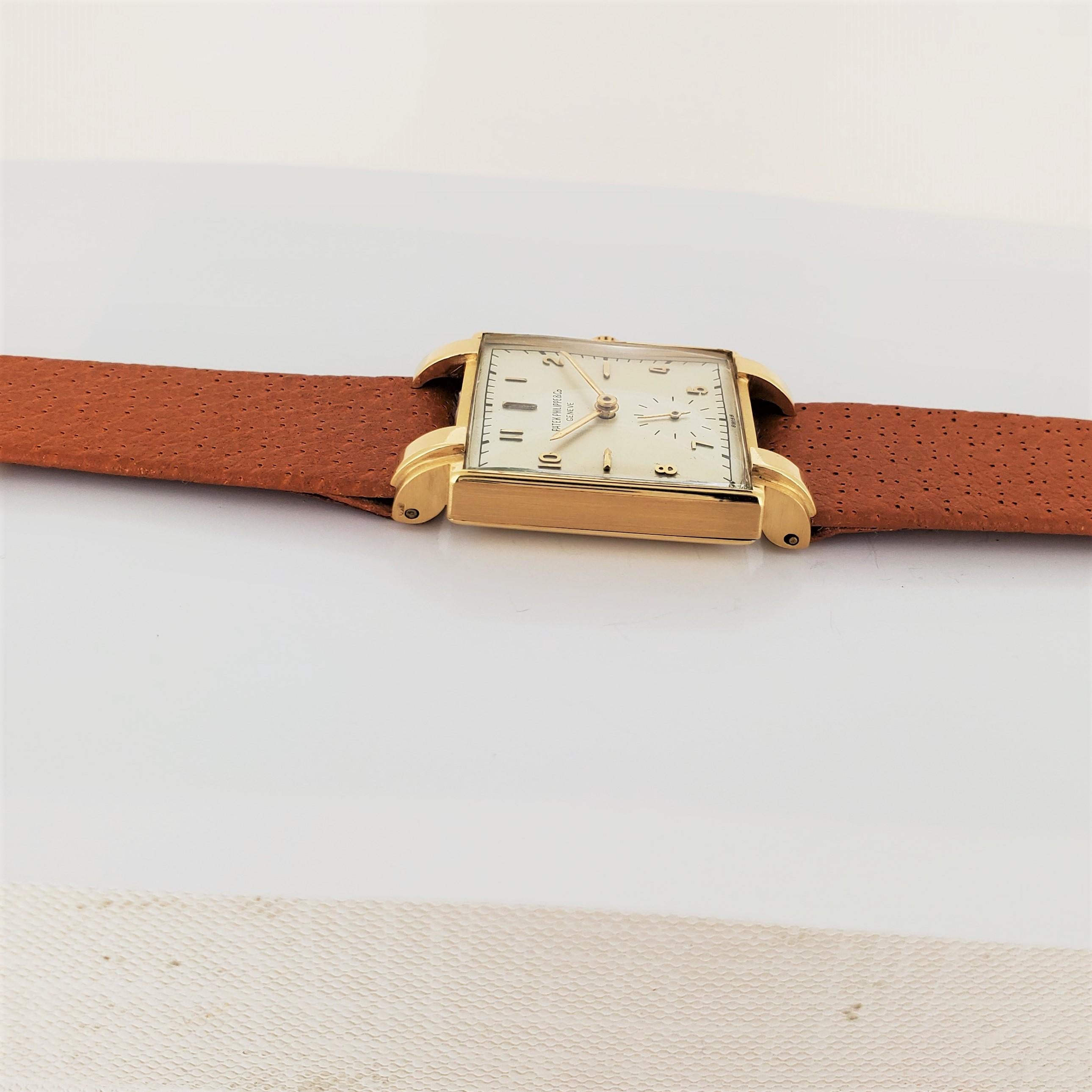 Quadratische Uhr von Patek Philippe, 1566J im Angebot 8