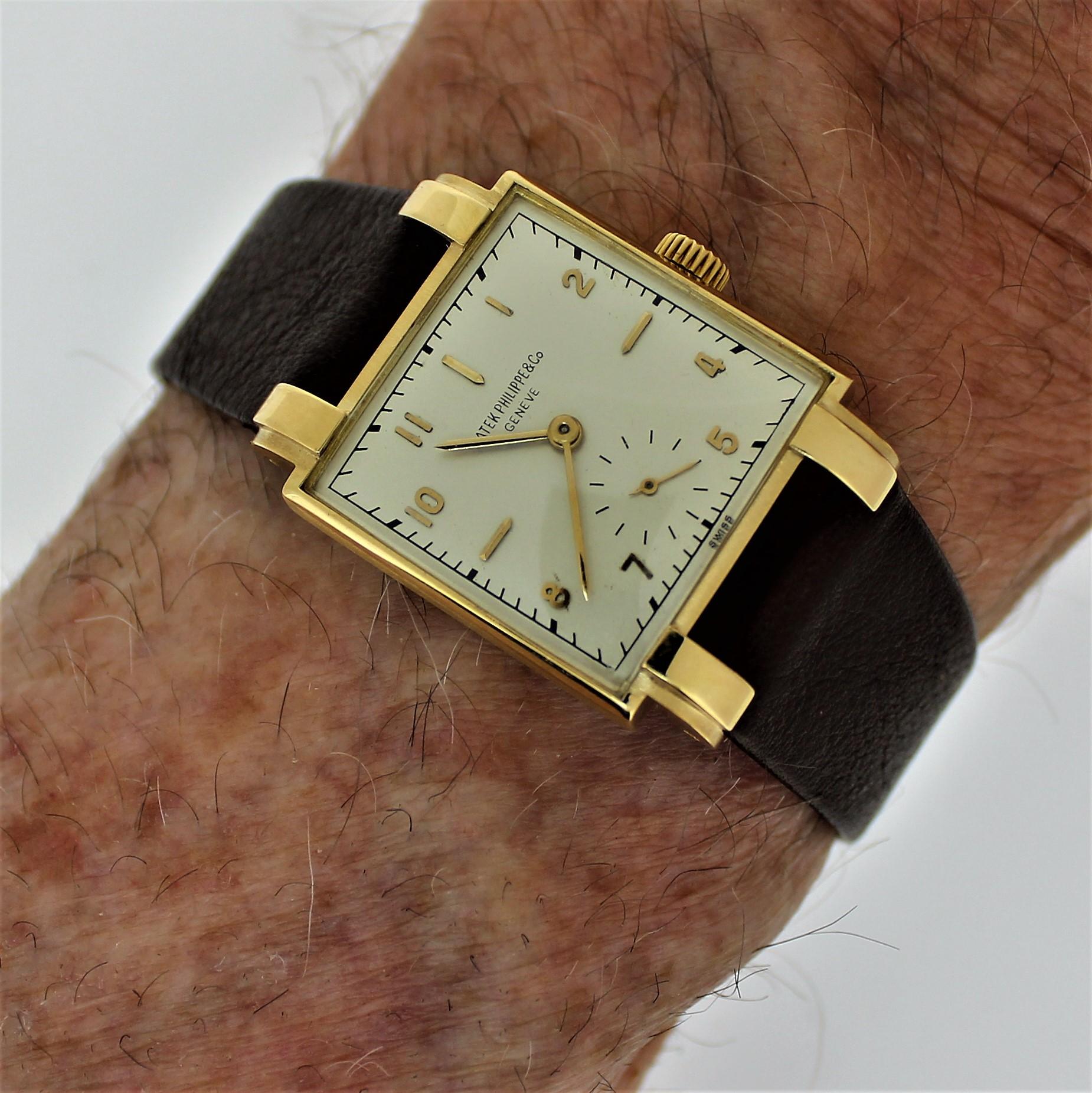 Quadratische Uhr von Patek Philippe, 1566J im Angebot 6