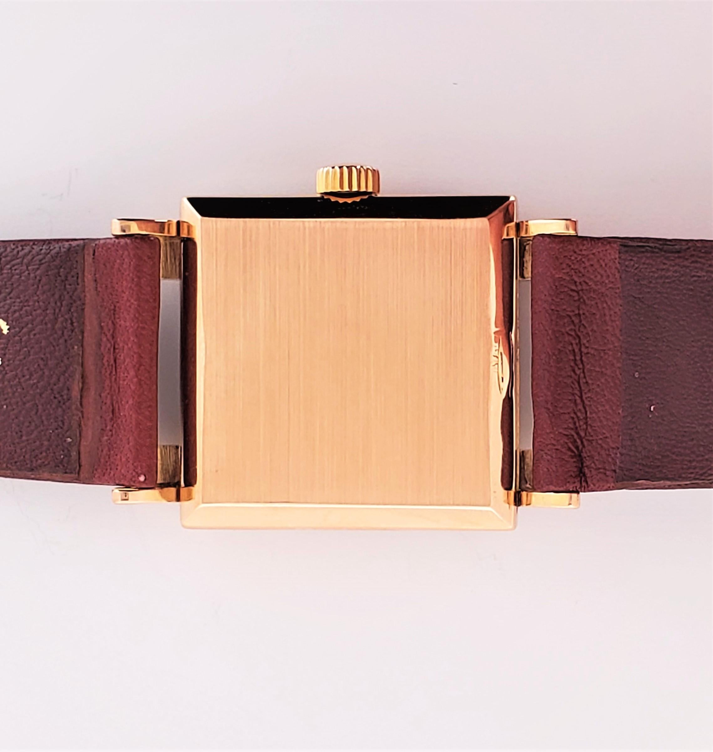 Patek Philippe 1566R Square Watch Rose Gold Circa 1947 For Sale 1