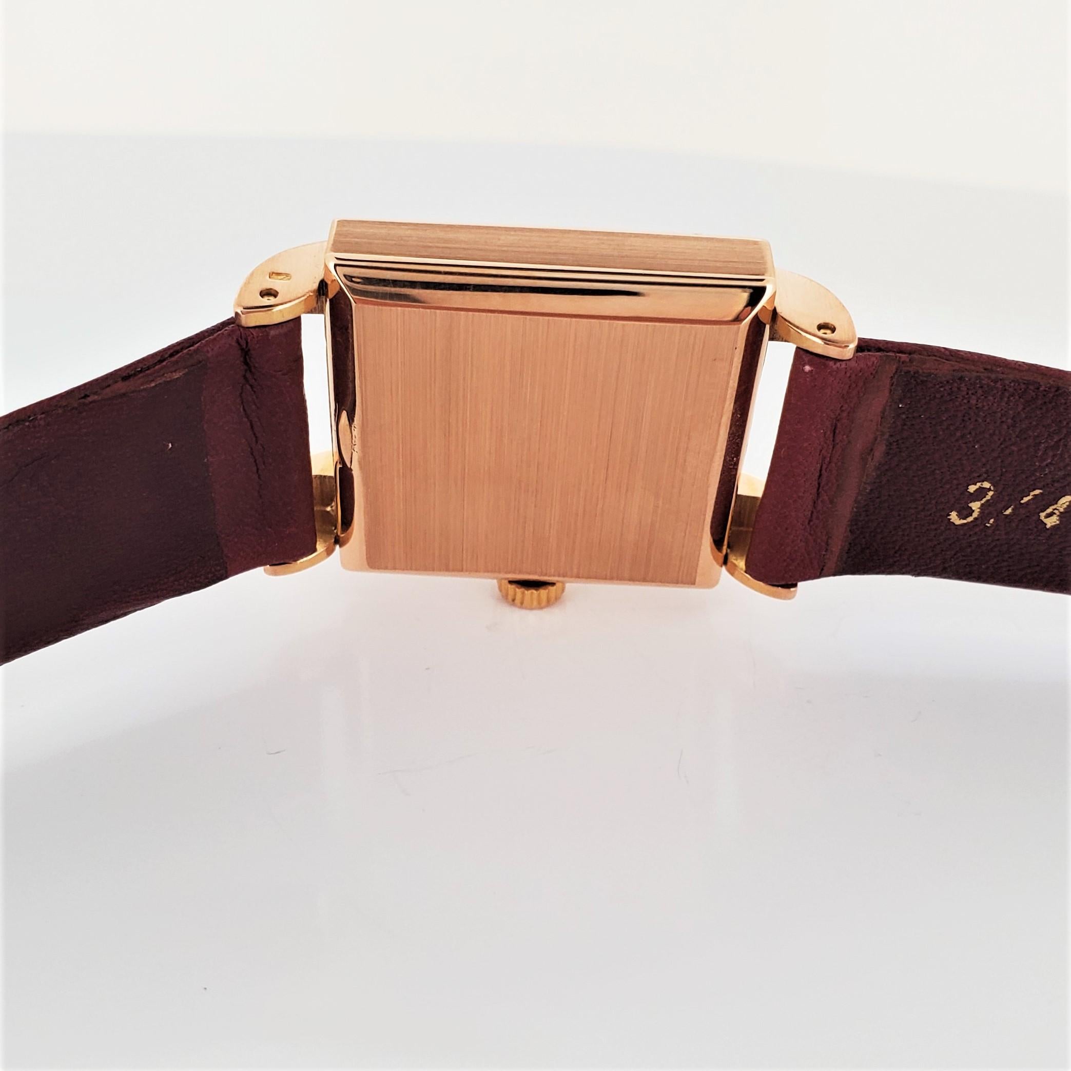Patek Philippe 1566R Square Watch Rose Gold Circa 1947 For Sale 3