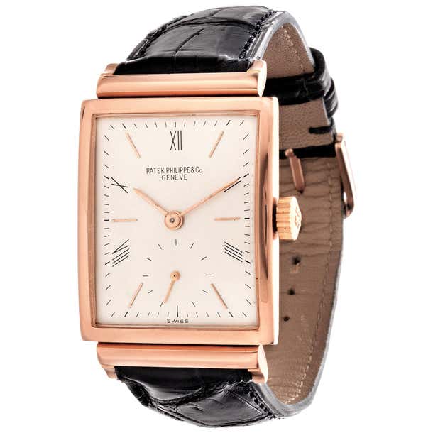 Patek Philippe 1577R Rectangular Rose Gold Watch Circa 1949 For Sale at ...
