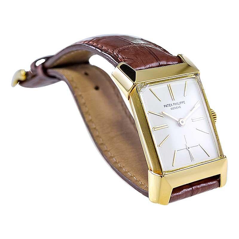 Women's or Men's Patek Philippe 18 Karat Gold Art Deco Style with Archival Document For Sale