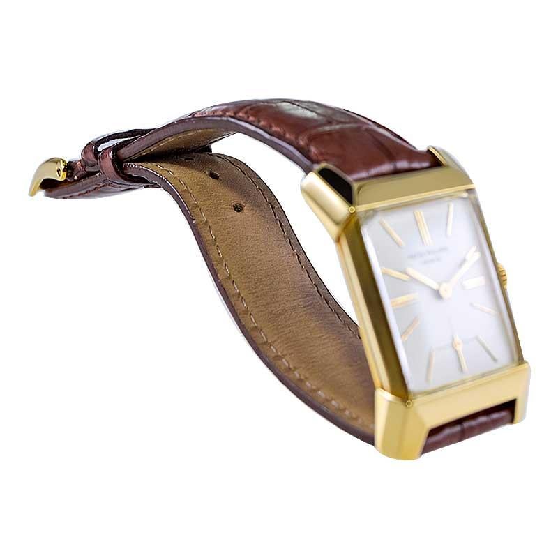 Patek Philippe 18 Karat Gold Art Deco Style with Archival Document For Sale 1