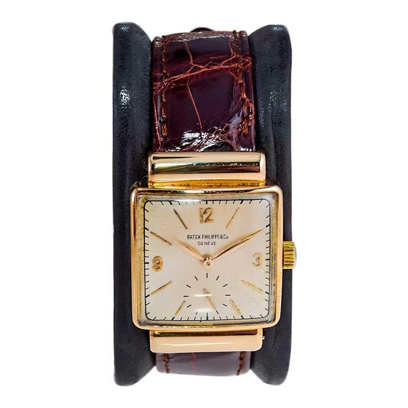 Patek Philippe 18 Karat Gold Art Deco Styled Wristwatch with Archival Document 3