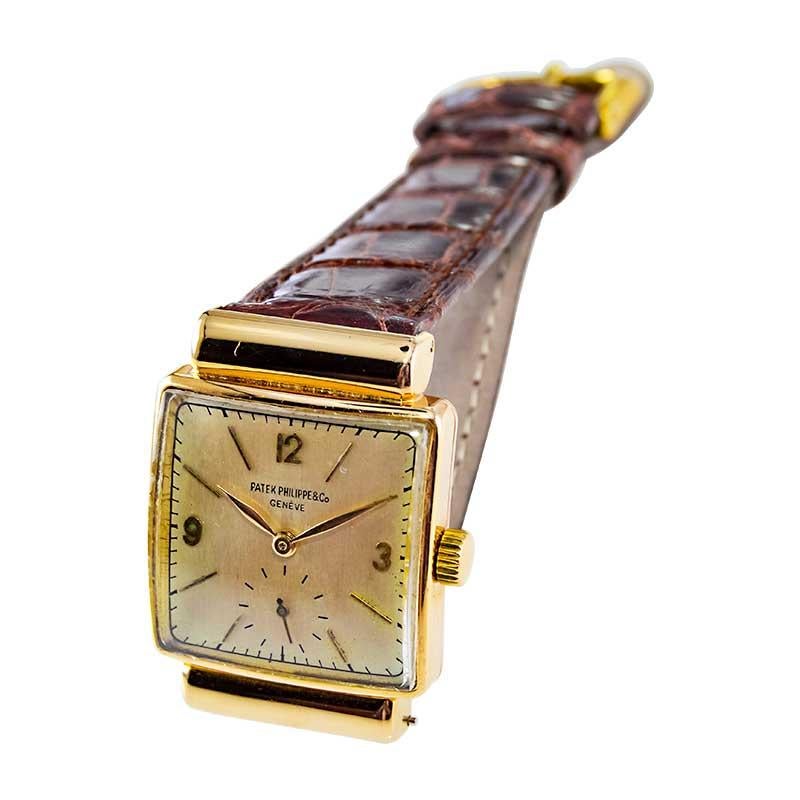 Patek Philippe 18 Karat Gold Art Deco Styled Wristwatch with Archival Document 7