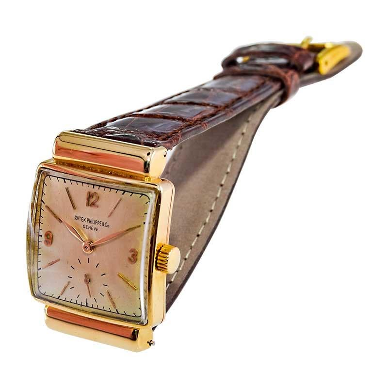 Patek Philippe 18 Karat Gold Art Deco Styled Wristwatch with Archival Document 8