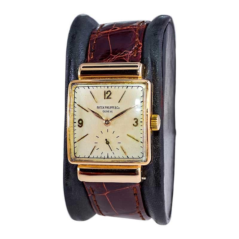 Patek Philippe 18 Karat Gold Art Deco Styled Wristwatch with Archival Document In Excellent Condition In Long Beach, CA