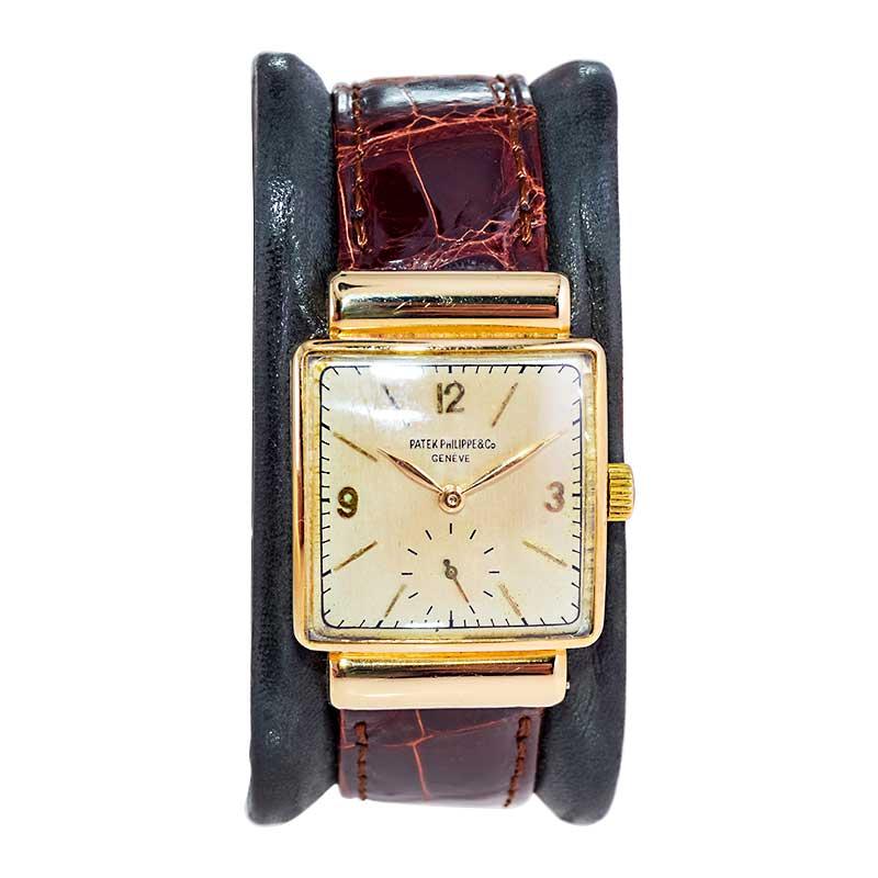 Patek Philippe 18 Karat Gold Art Deco Styled Wristwatch with Archival Document 1