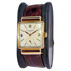 Patek Philippe 18 Karat Gold Art Deco Styled Wristwatch with Archival Document