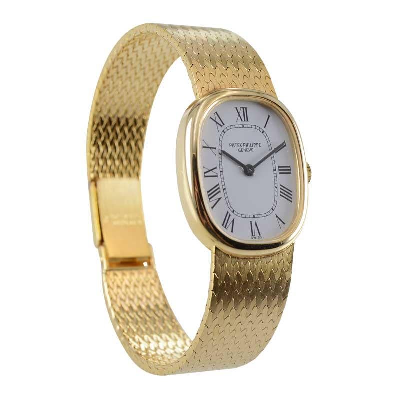 Patek Philippe 18 Karat Gold Bracelet Watch with Original Dial, circa 1970s 1
