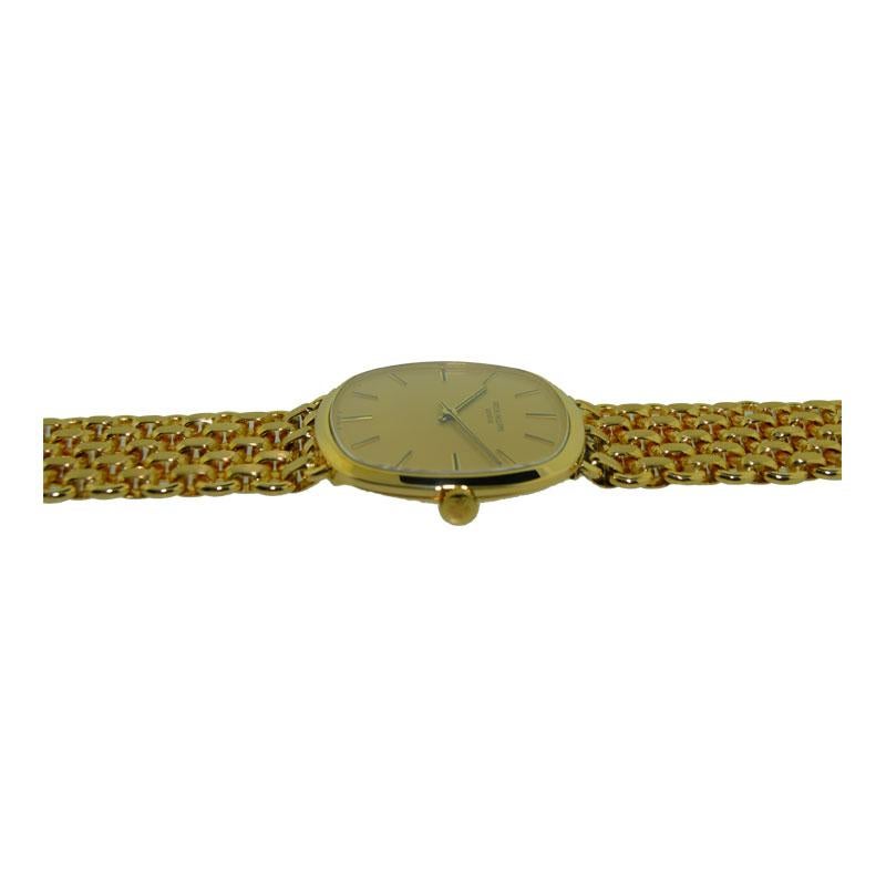 Women's or Men's Patek Philippe 18 Karat Gold Handmade Watch with Original Gold Link Bracelet