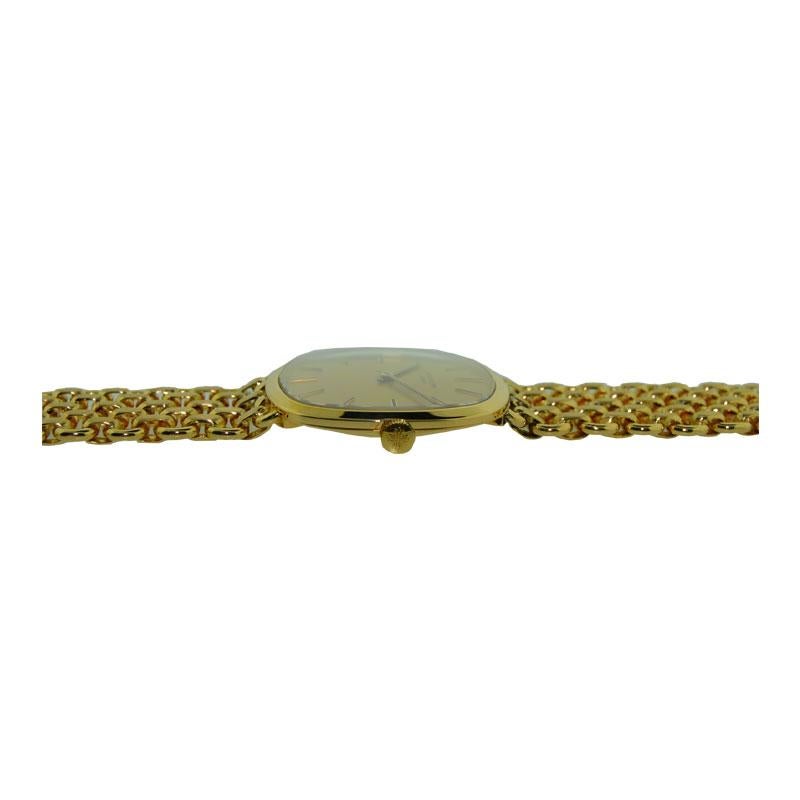 Patek Philippe 18 Karat Gold Handmade Watch with Original Gold Link Bracelet 1
