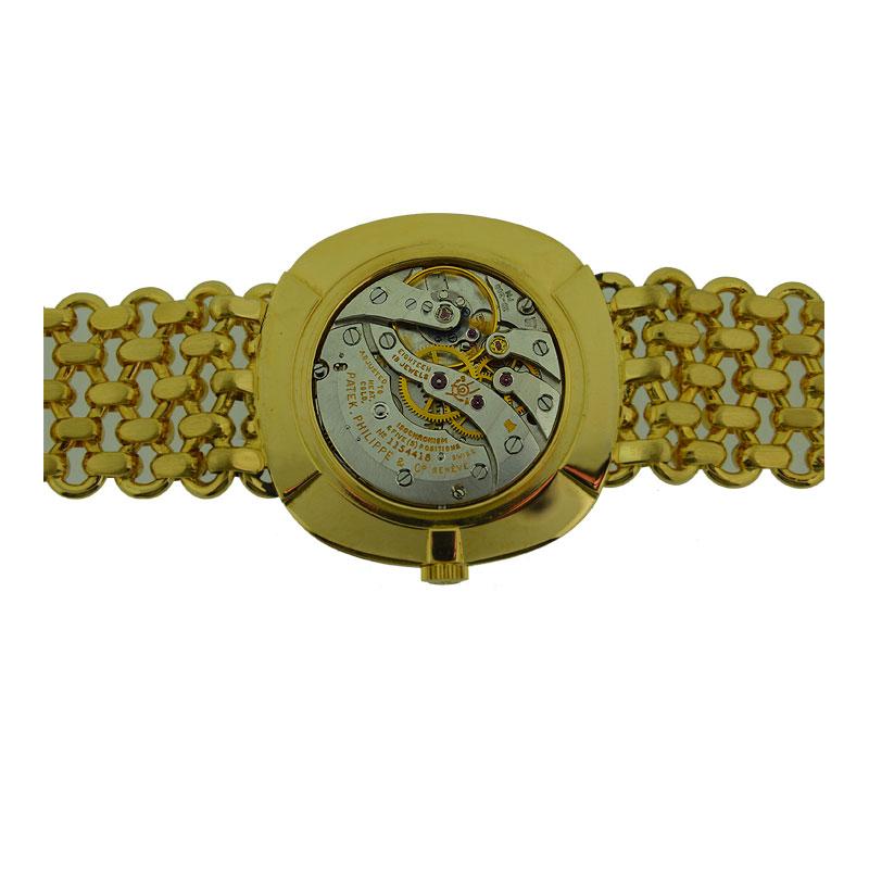 Patek Philippe 18 Karat Gold Handmade Watch with Original Gold Link Bracelet 2