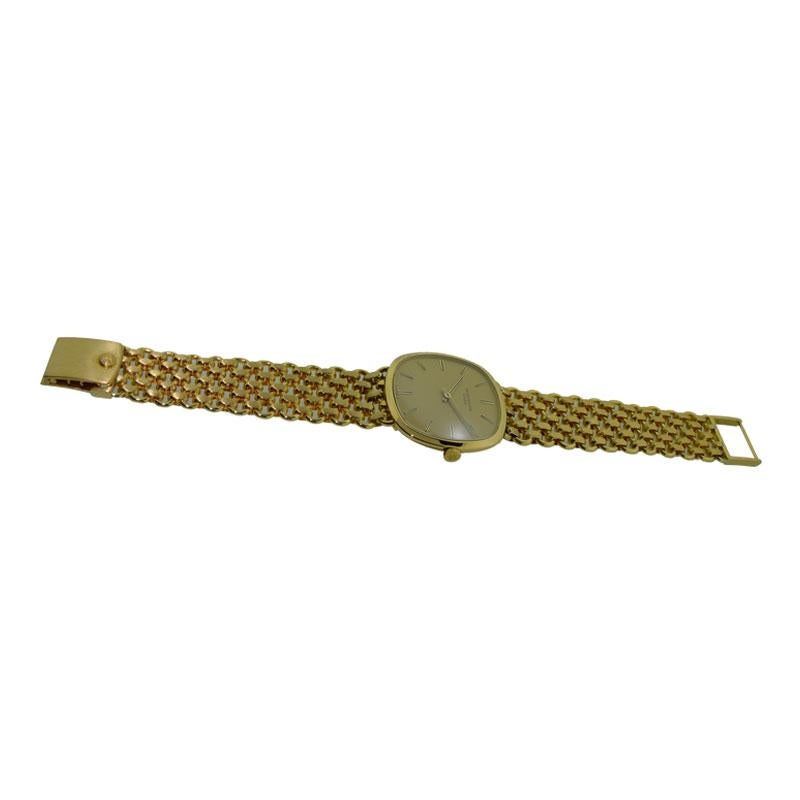 Patek Philippe 18 Karat Gold Handmade Watch with Original Gold Link Bracelet 3