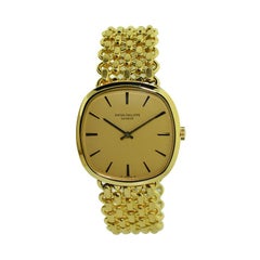 Patek Philippe 18 Karat Gold Handmade Watch with Original Gold Link Bracelet