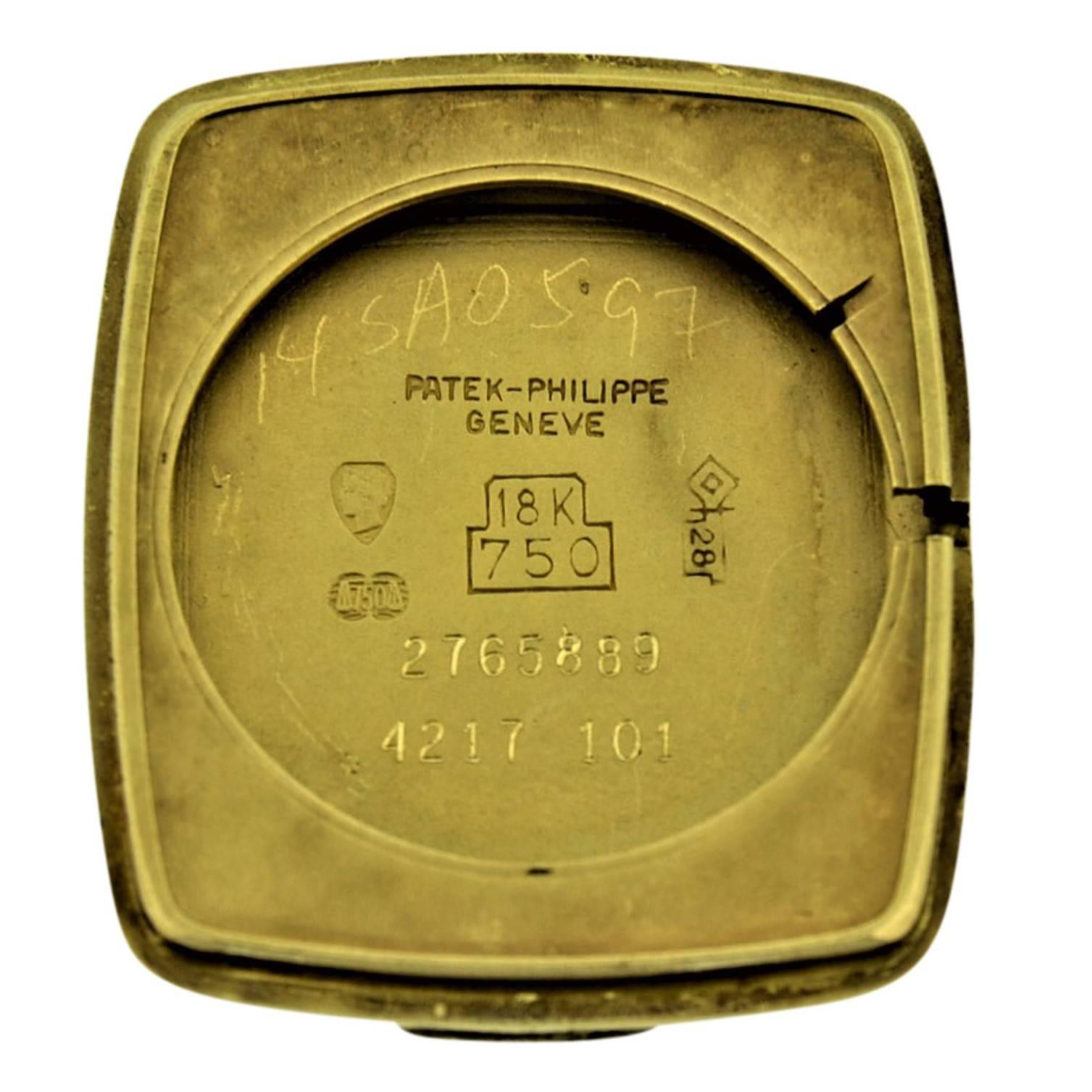 Patek Philippe 18 Karat Gold Ladies Watch with Original Blue Dial, circa 1970s 6