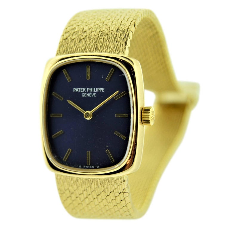 Patek Philippe 18 Karat Gold Ladies Watch with Original Blue Dial