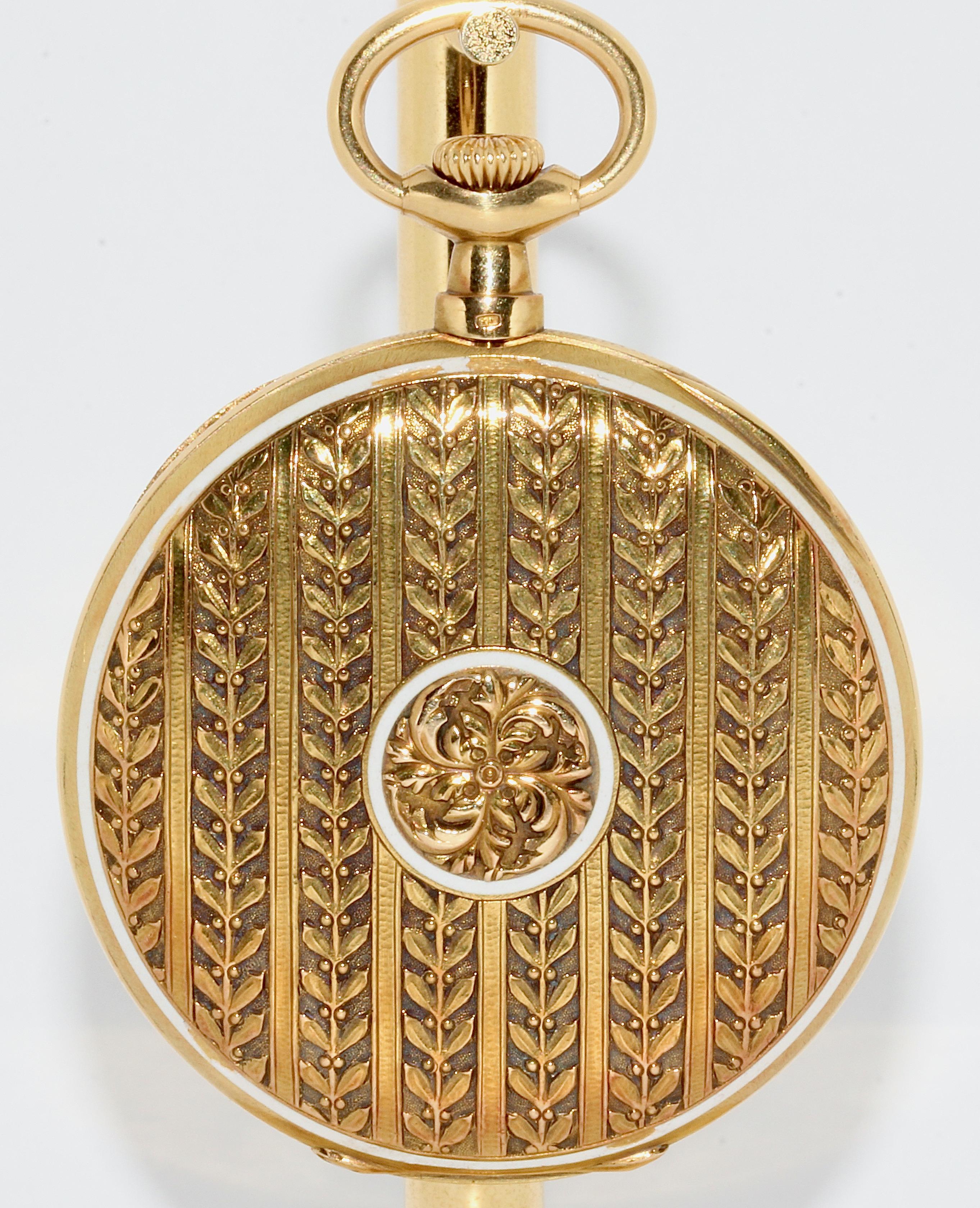 Taschenuhr aus 18 Karat Gold mit Pomp und Emaille von Patek Philippe im Angebot 1