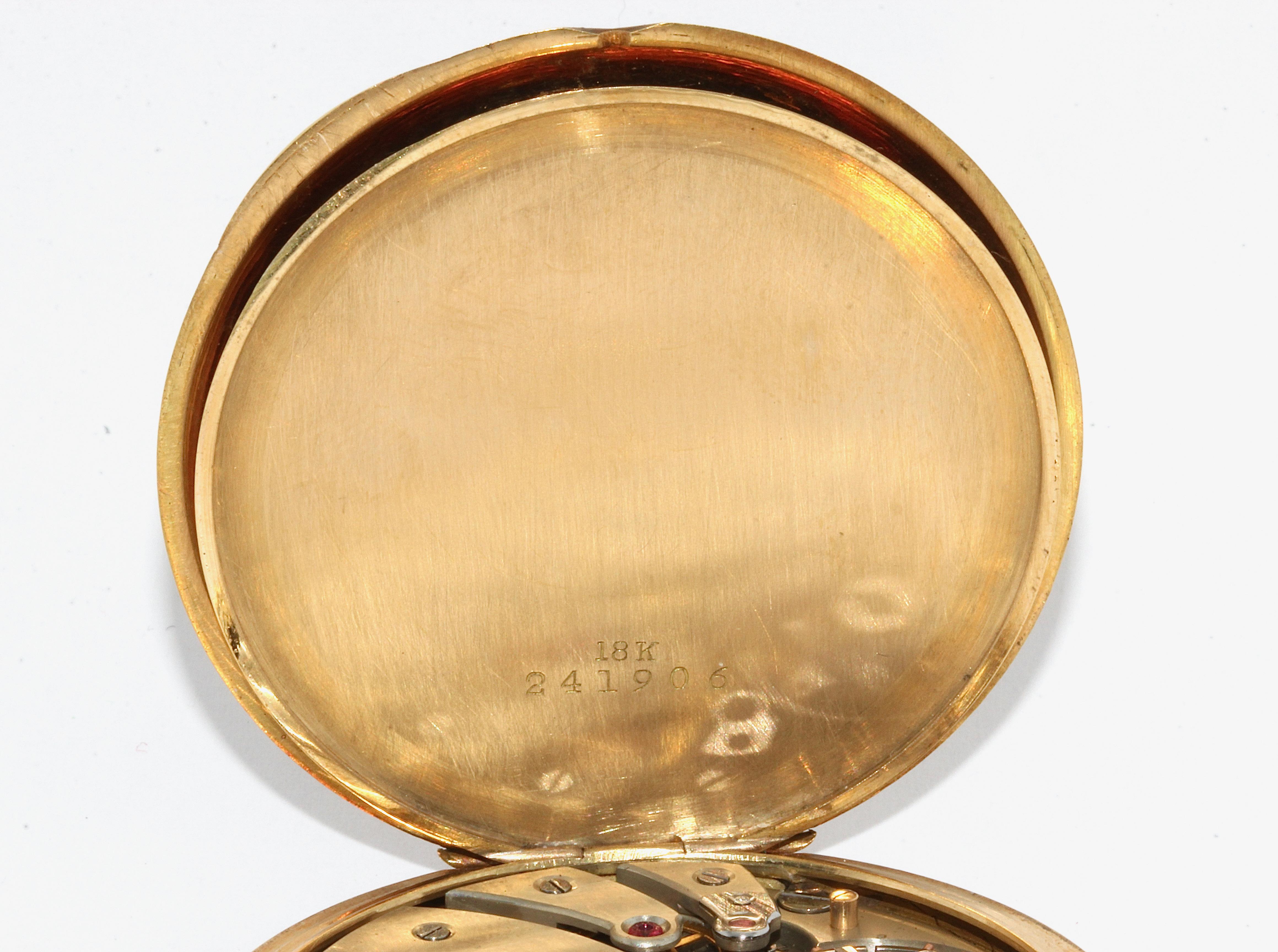 Patek Philippe 18 Karat Gold Pomp and Enamel Pocket Watch For Sale 2