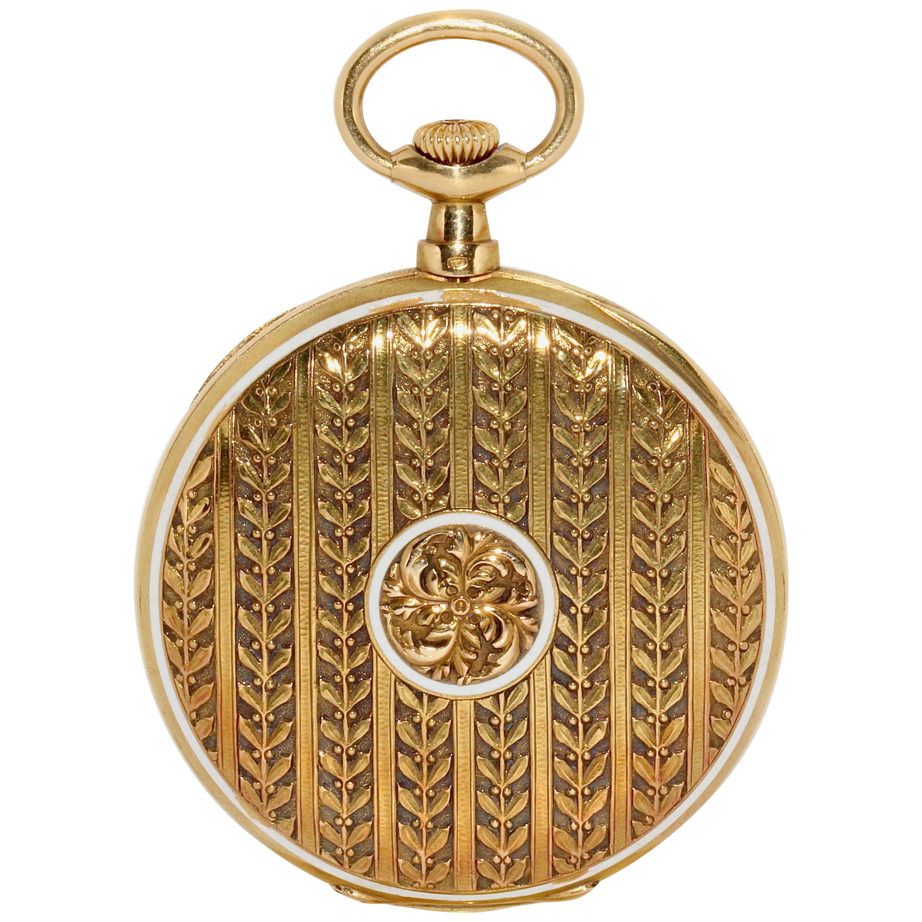 Taschenuhr aus 18 Karat Gold mit Pomp und Emaille von Patek Philippe