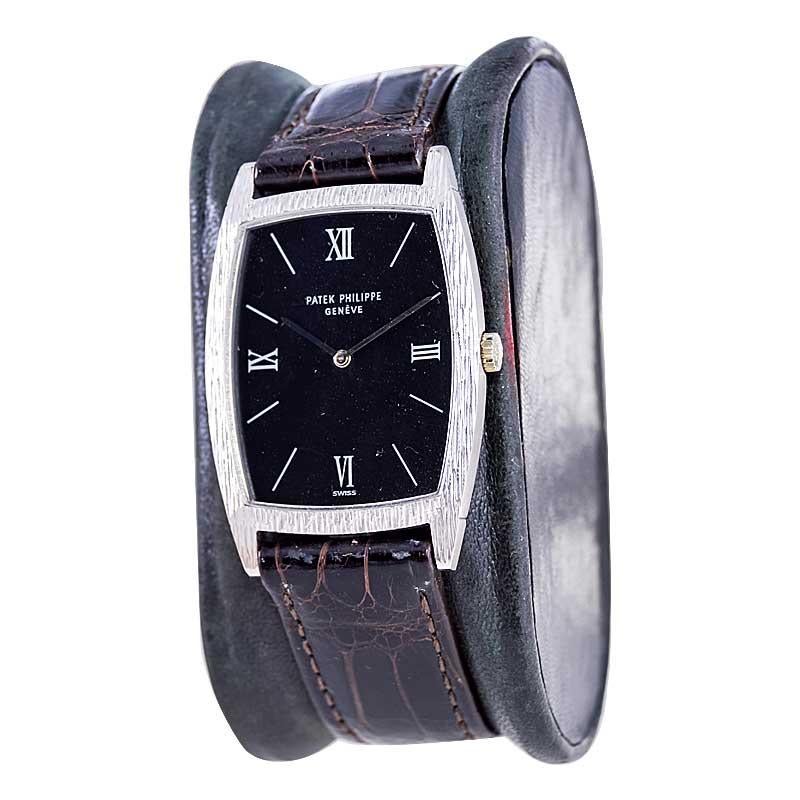 Women's or Men's Patek Philippe 18 Karat Gold Tonneau Shape Wristwatch, circa 1971 or 1972 For Sale