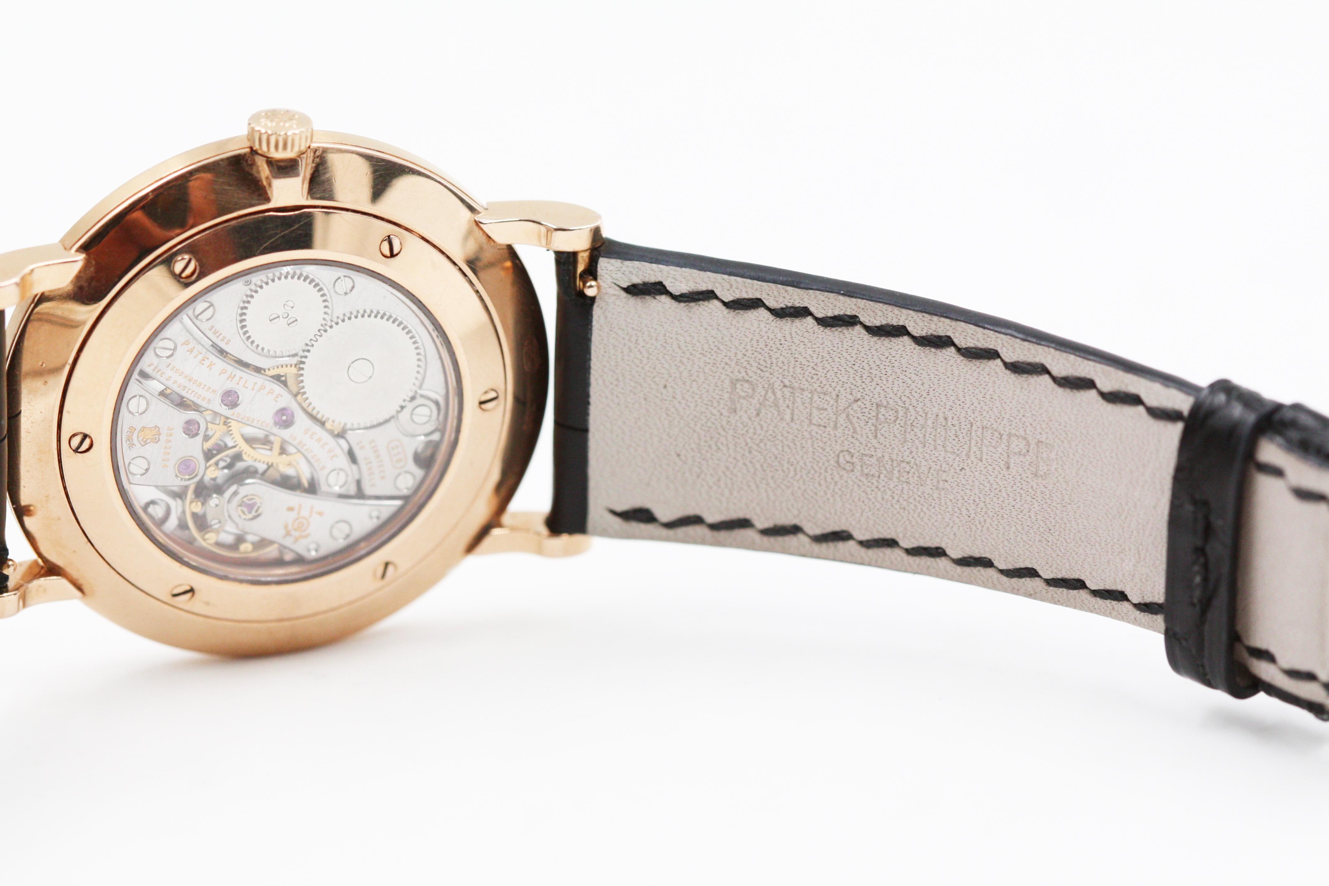 Patek Philippe 18 Karat Rose Gold Calatrava Men’s 5119r 001 Manual Wind Watch In Excellent Condition For Sale In New York, NY