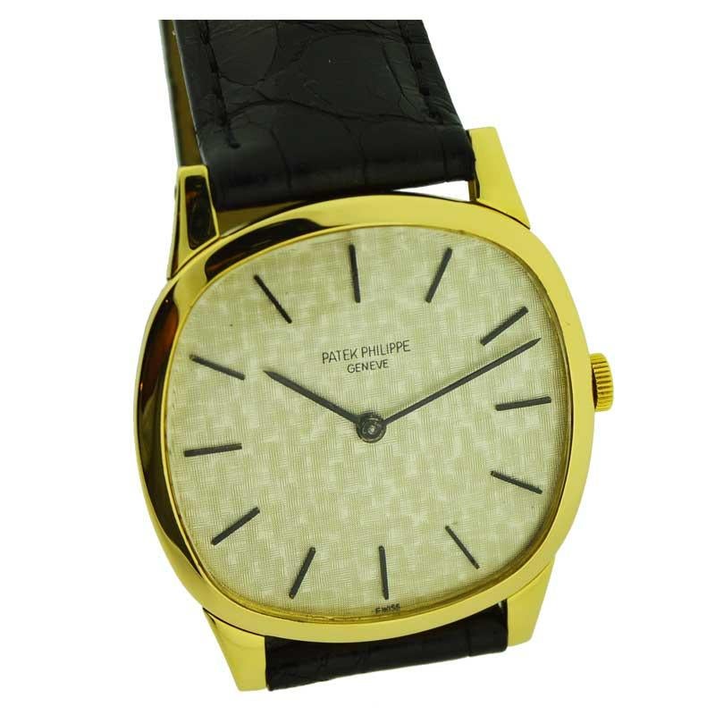 Patek Philippe 18 Karat Yellow Gold Cushion Shaped Watch, circa 1960s 1