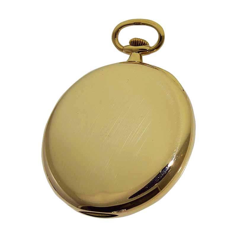Patek Philippe 18 Karat, Yellow Gold Open Faced Art Deco Pocket Watch circa 1941 4