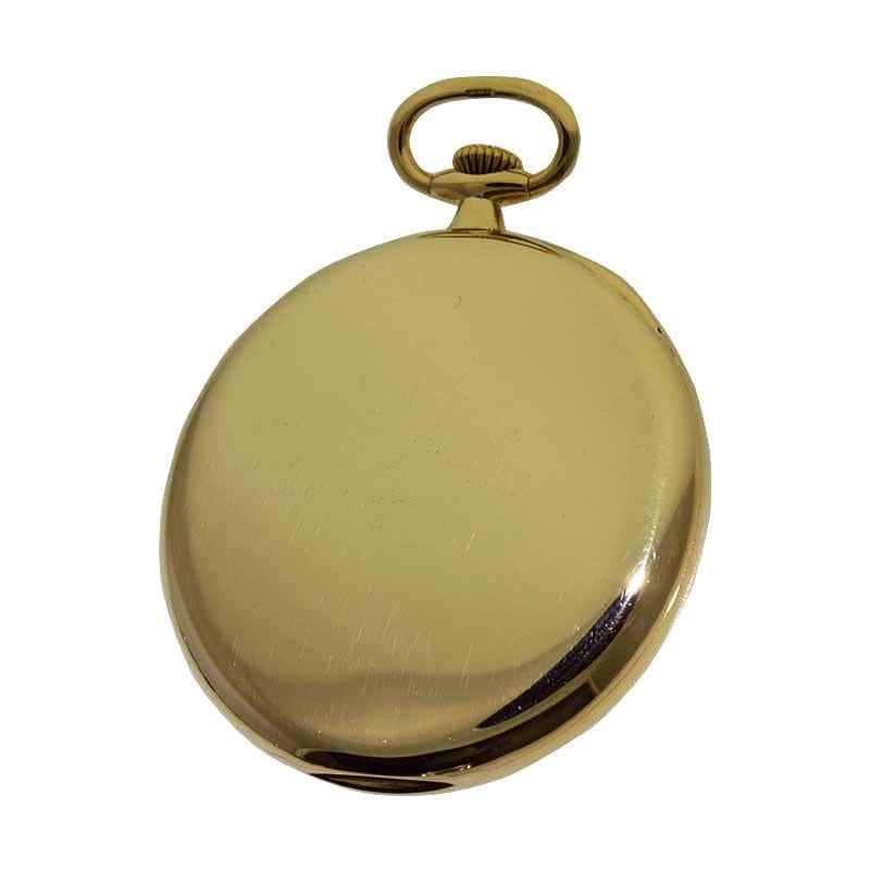 Patek Philippe 18 Karat, Yellow Gold Open Faced Art Deco Pocket Watch circa 1941 5