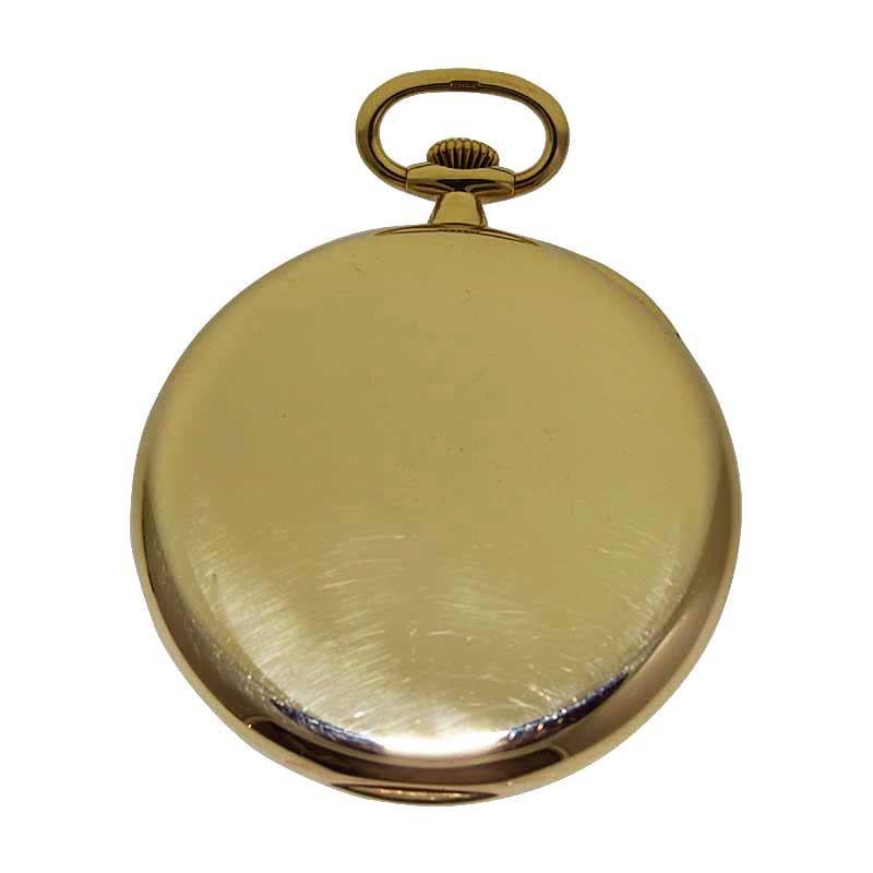 Patek Philippe 18 Karat, Yellow Gold Open Faced Art Deco Pocket Watch circa 1941 3
