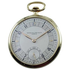 Patek Philippe 18 Karat, Yellow Gold Open Faced Art Deco Pocket Watch circa 1941